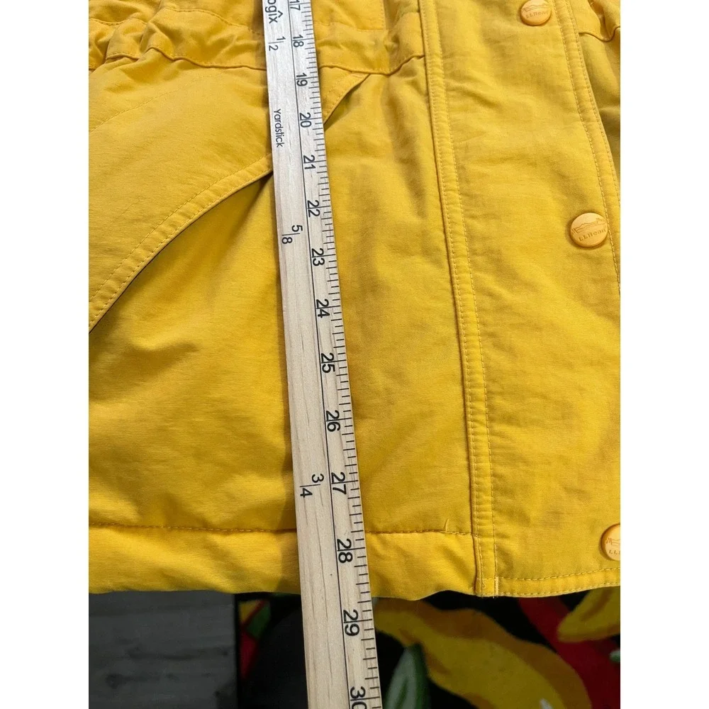 LL Bean Womens Petite Small‎ Yellow Black Hooded Winter Jacket Parka